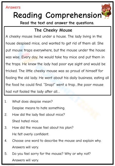 stories for kids with questions|Short Stories with Questions Worksheets .
